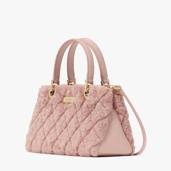 ♠️kate spade Carey Faux Fur Small Sullivan Satchel, Rose Smoke NWT - Picture 3 of 10